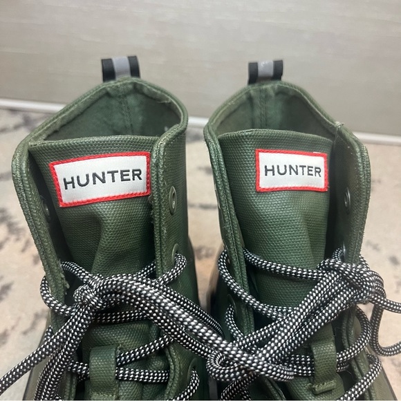HUNTER Green Waterproof Canvas High Top Lace Up Rain Boots Sneakers main image 3